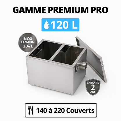 Bac à graisse inox 120 L – Pour 140 à 220 couverts