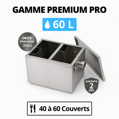 Bac à graisse inox 60 L – Pour 40 à 60 couverts