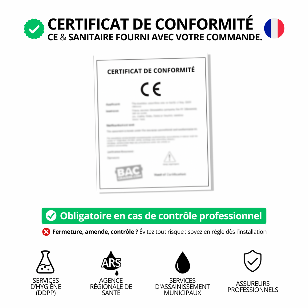 Bac à graisse inox 120 L – Pour 140 à 220 couverts