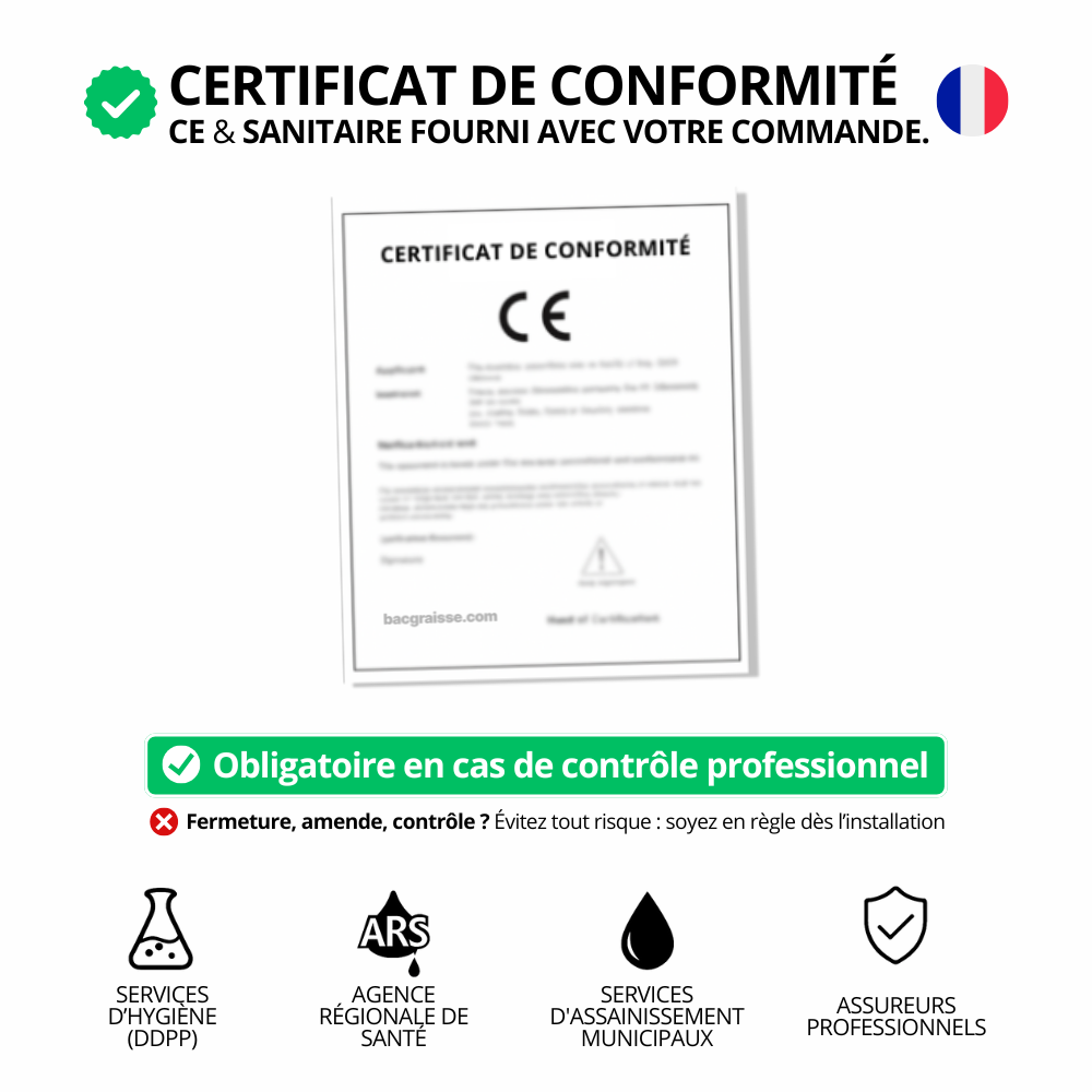 Bac à graisse inox 60L