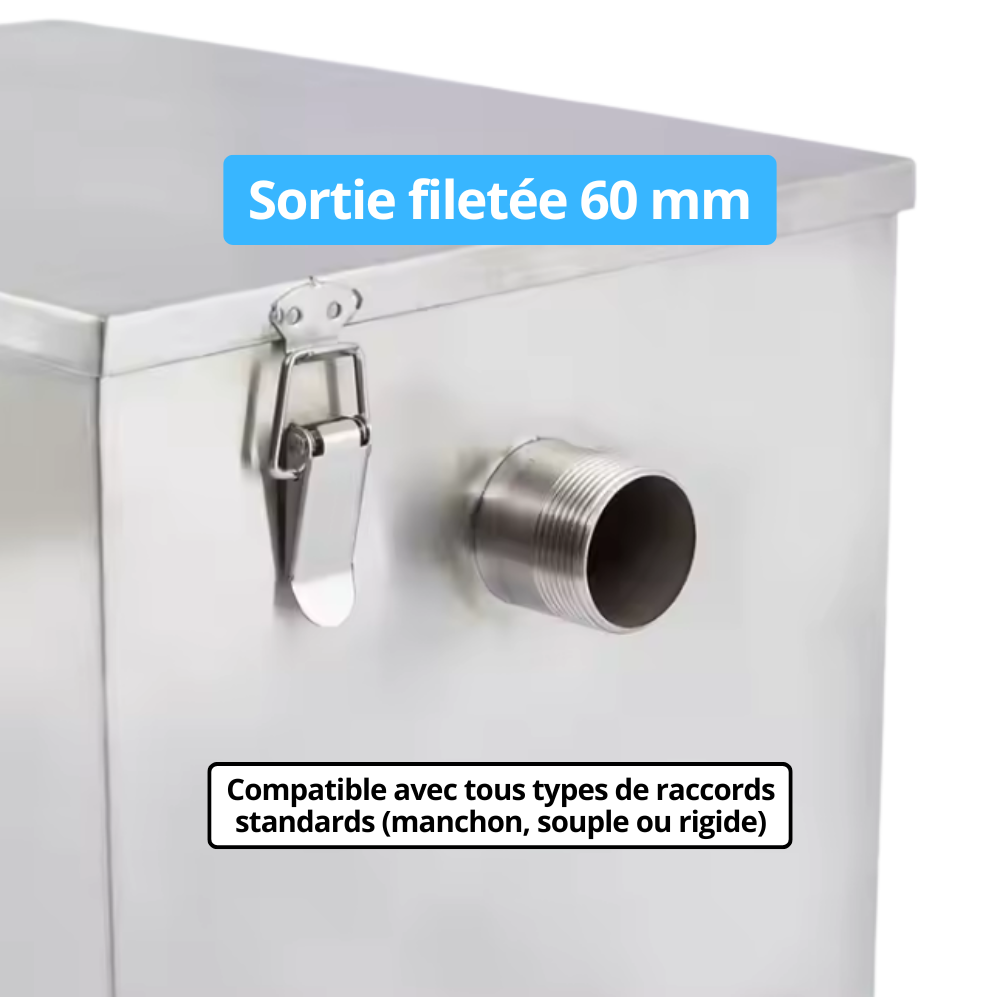 Bac à graisse inox 120 L – Pour 140 à 220 couverts