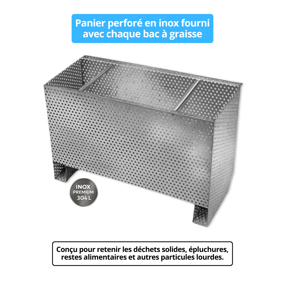 Bac à graisse inox 120 L – Pour 140 à 220 couverts